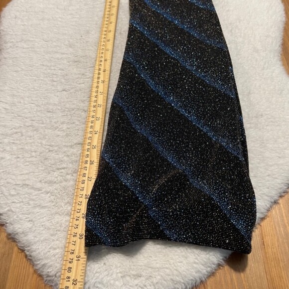 Hi Sense Womens Black Blue Glitter Pull On Low Rise Wide Leg Pants 70s 90s Sz SM - Picture 9 of 9